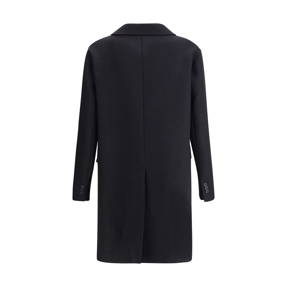 Back view of Dsquared² Black Wool Coat showcasing tailored design and clean lines.