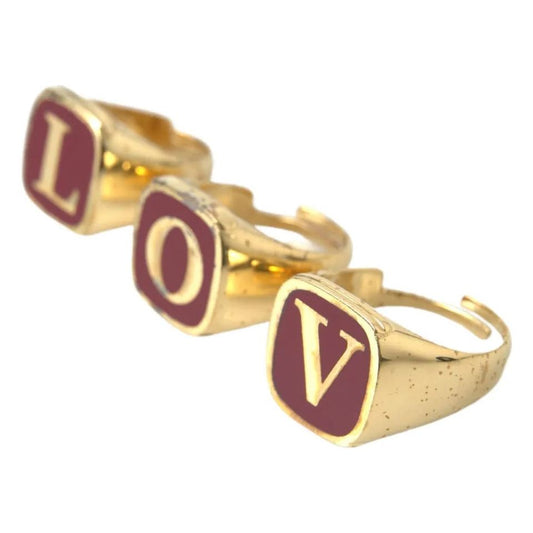 Gold Brass LOVE Enamel Set of 3 Ring Dolce & Gabbana
