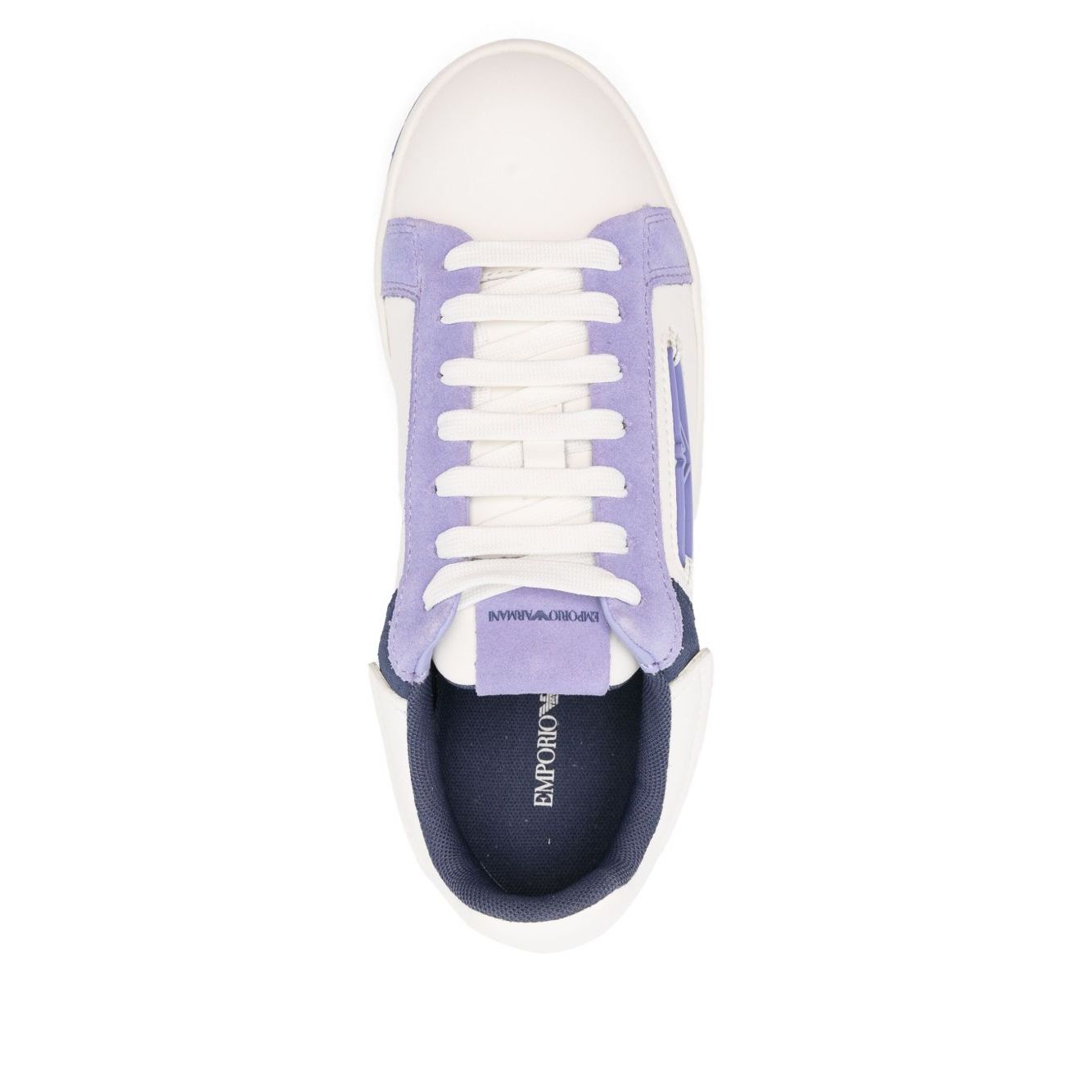 EMPORIO ARMANI EXCLUSIVE Emporio Armani Leather sneakers with suede details and eagle plate white lace-up top view