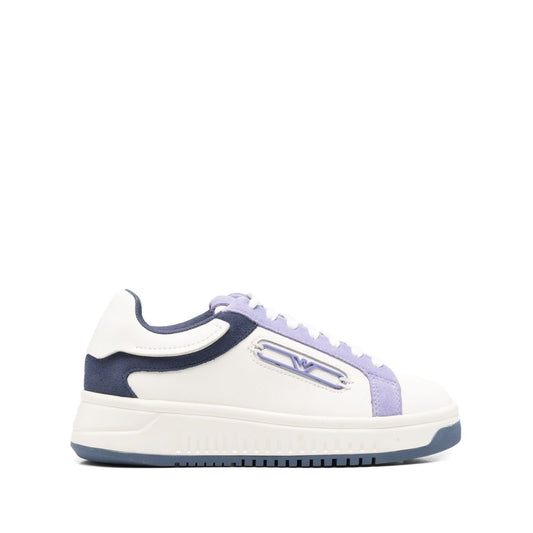 EMPORIO ARMANI EXCLUSIVE Emporio Armani Leather sneakers with suede details and eagle plate, white with chunky rubber sole.