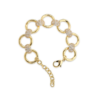 ETRUSCA JEWELS JEWELRY Mod. WSET00867.YG gold bracelet with circular links and lobster clasp on white background