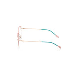 Side view of Emilio Pucci Multicolor Metal Frames with pink metal design, featuring temple length 140mm, bridge width 15mm, lens width 56mm.