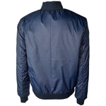 Emilio Romanelli Brown Calfskin Men Bomber Jacket reversible to blue nylon with sleek design