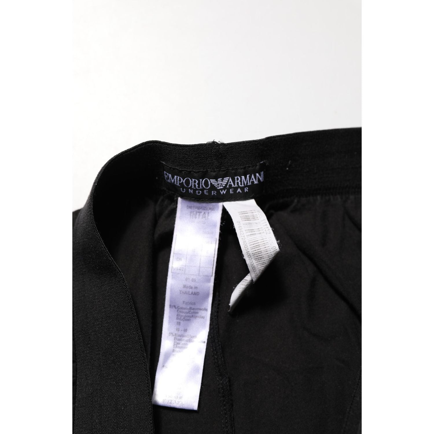 Emporio Armani Black Cotton Blend Logo Waistband Trouser Pants