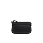 Black Emporio Armani Crossbody mini bag with logo-print, gold-tone hardware, adjustable strap, and magnetic fastening.