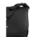 Emporio Armani Crossbody mini bag with black leather and gold-tone hardware, featuring logo-print strap and magnetic fastening.