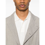 Emporio Armani Jacket with high collar, light grey wool, front button fastening, side patch pockets, single-breasted blazer