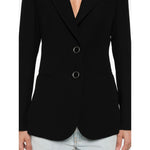 Emporio Armani Jackets Black with notched lapel and front button fastening, long sleeves, and welt pockets for a sleek single-breasted look.