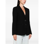 Emporio Armani Jackets Black with notched lapel, long sleeves, front button fastening, welt pockets, and single-breasted design.
