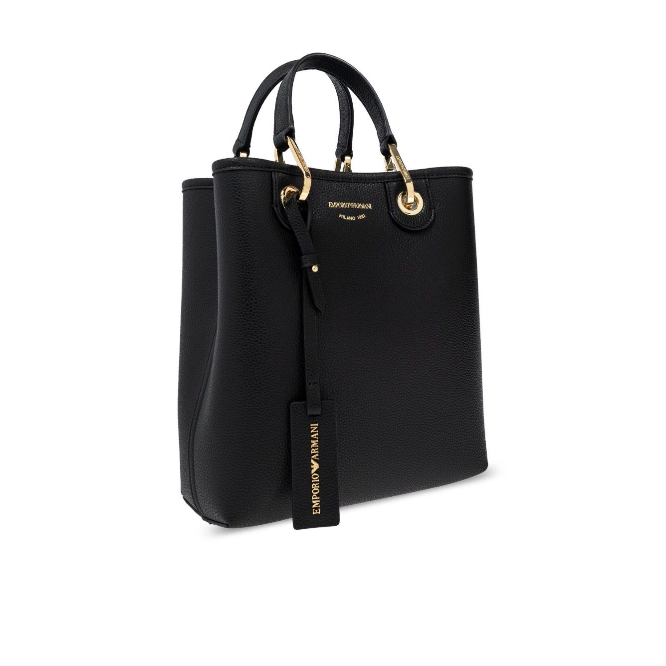 Front view with bag zipped and handles upright.