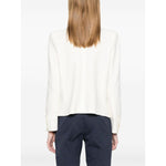 Back view of Emporio Armani Ottoman-jersey jacket in white with shoulder pads and press-stud cuffs.