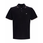 Emporio Armani T-shirts and Polos Blue navy cotton polo shirt with embroidered logo and button placket