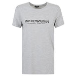 Gray Emporio Armani T-shirts and Polos Grey, crew neck, short sleeves, logo on chest, straight hem, cotton, front view.