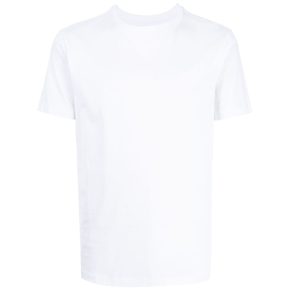 Emporio Armani T-shirts and Polos White cotton crew neck short sleeve with logo, ideal for stylish casual wear.