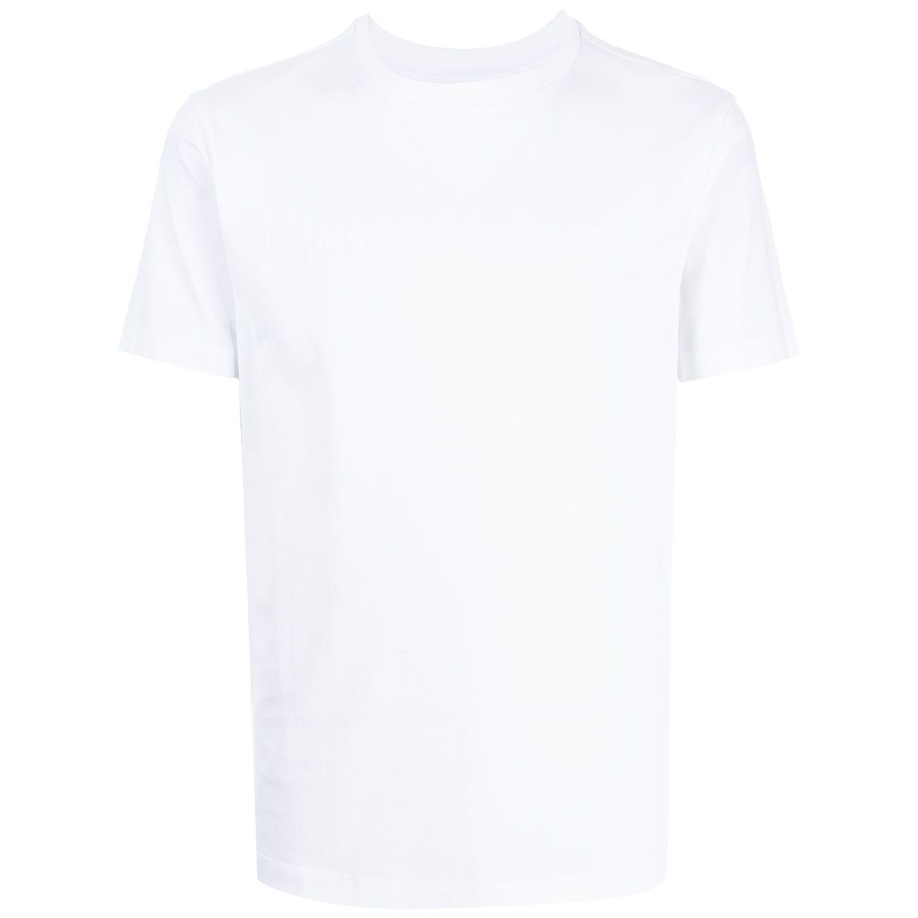 Emporio Armani T-shirts and Polos White cotton crew neck short sleeve with logo, ideal for stylish casual wear.