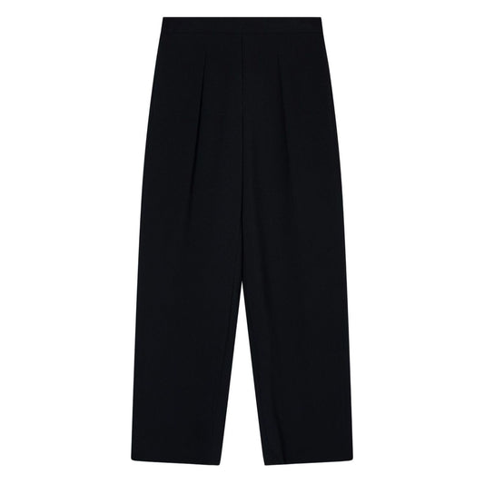 Emporio Armani Trousers Black with pleated detailing, high waist, straight hem, and side pockets