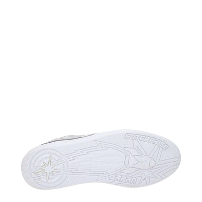 Sole of Enterprise Japan White Leather Athletic Sneakers showing logo design.