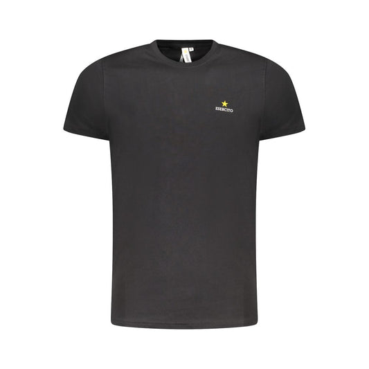 Esercito 1659 Black Cotton T-Shirt with logo print, short sleeve, crew neck, aviation style