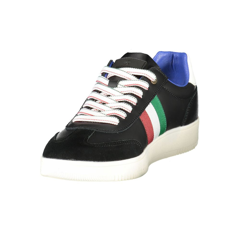Alt Tag: Esercito 1659 Black Leather Men Sneaker with colorful accents and iconic logo, designed for high-fashion sportiness.