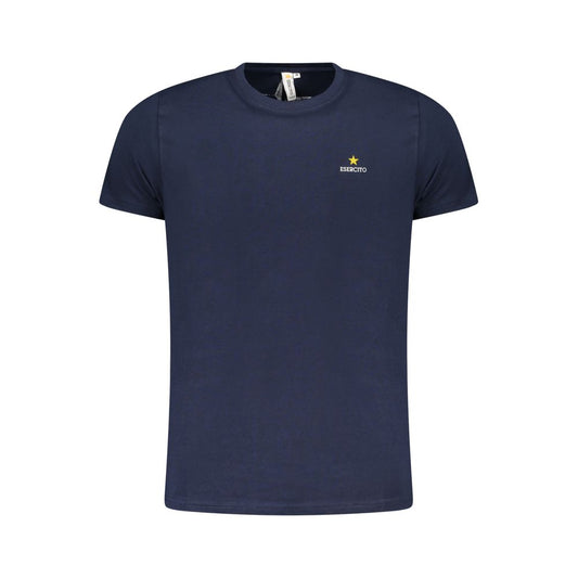 Esercito 1659 Blue Cotton T-Shirt with short sleeves and crew neck, featuring aviation print and logo.