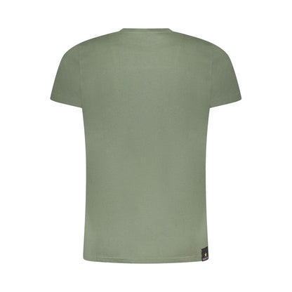 Esercito 1659 Green Cotton T-Shirt with short sleeves, crew neck, aviation print and logo on back view