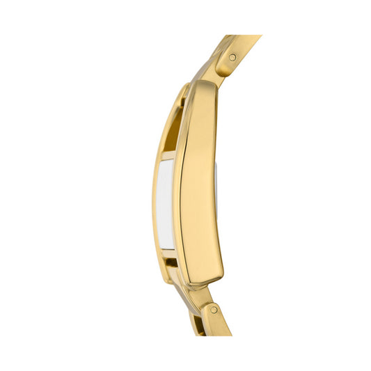 Side view of FOSSIL Mod. HARWELL ladies wristwatch with 28 mm case, shown in official packaging.