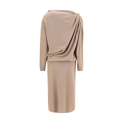 Fabiana Filippi Beige Fleece Wool Casual Dress Fabiana Filippi