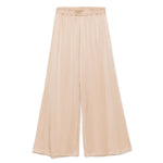 Fabiana Filippi Trousers Powder, beige wide-leg trousers with elasticated waist, side pockets, straight hem, true to size.