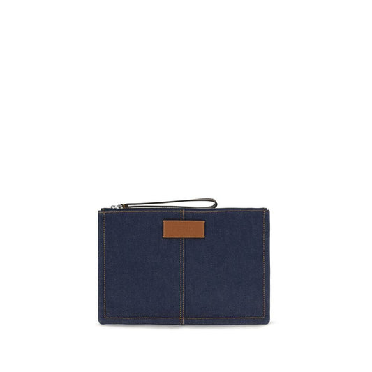 Fendi Blue Cotton Clutch Bag