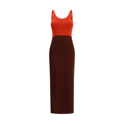 Fendi Multicolor Viscose Casual Dress with a sleek color-block pattern, fitted silhouette, and sleeveless design.