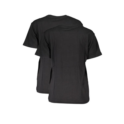 Fila Black Cotton Women T-Shirt - Twin Pack, organic cotton, short sleeve, crew neck, bold branding, casual wear, versatile black design.