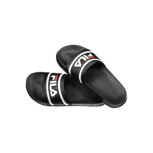 Fila Black Polyethylene Men Sandal with logo, stylish black summer footwear.