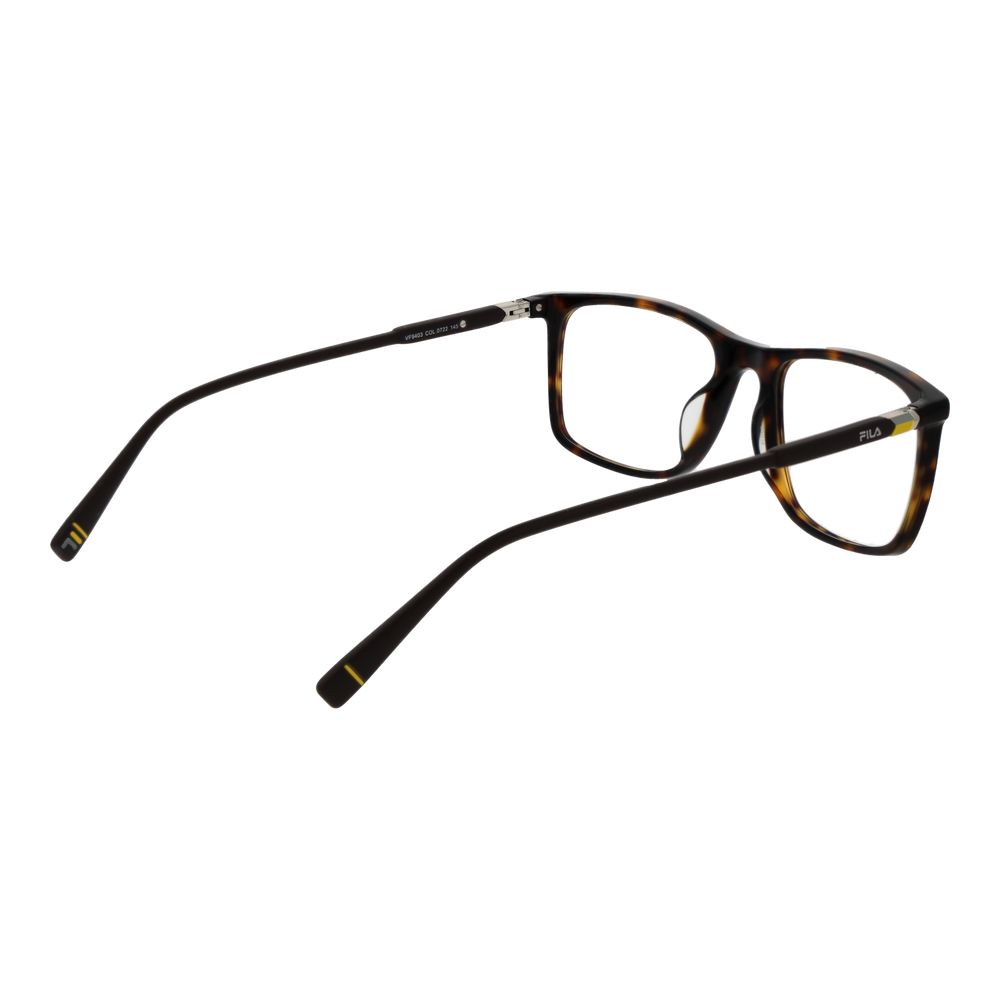 Fila Brown Men Glasses Frame with full-rim plastic design, 53-18-145 size, demo lenses. Includes branded case.