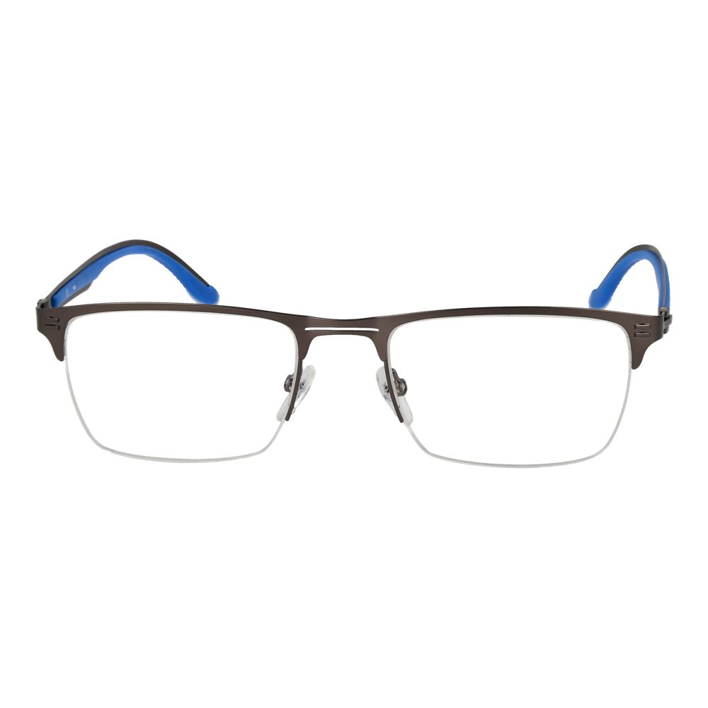 Fila Gray Men Glasses Frame in gunmetal, half-rim style with stainless steel material, rectangle shape, and demo lenses.