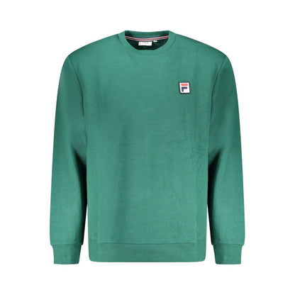 Fila Green Cotton Men Sweater with logo, crew neck, premium cotton blend, eye-catching style for fashion-forward individuals.