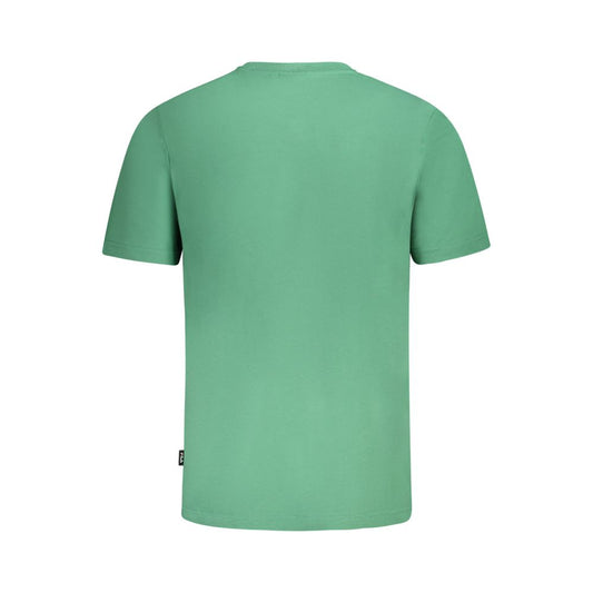 Back view of Fila Green Cotton Men T-Shirt showcasing simple design and comfort.