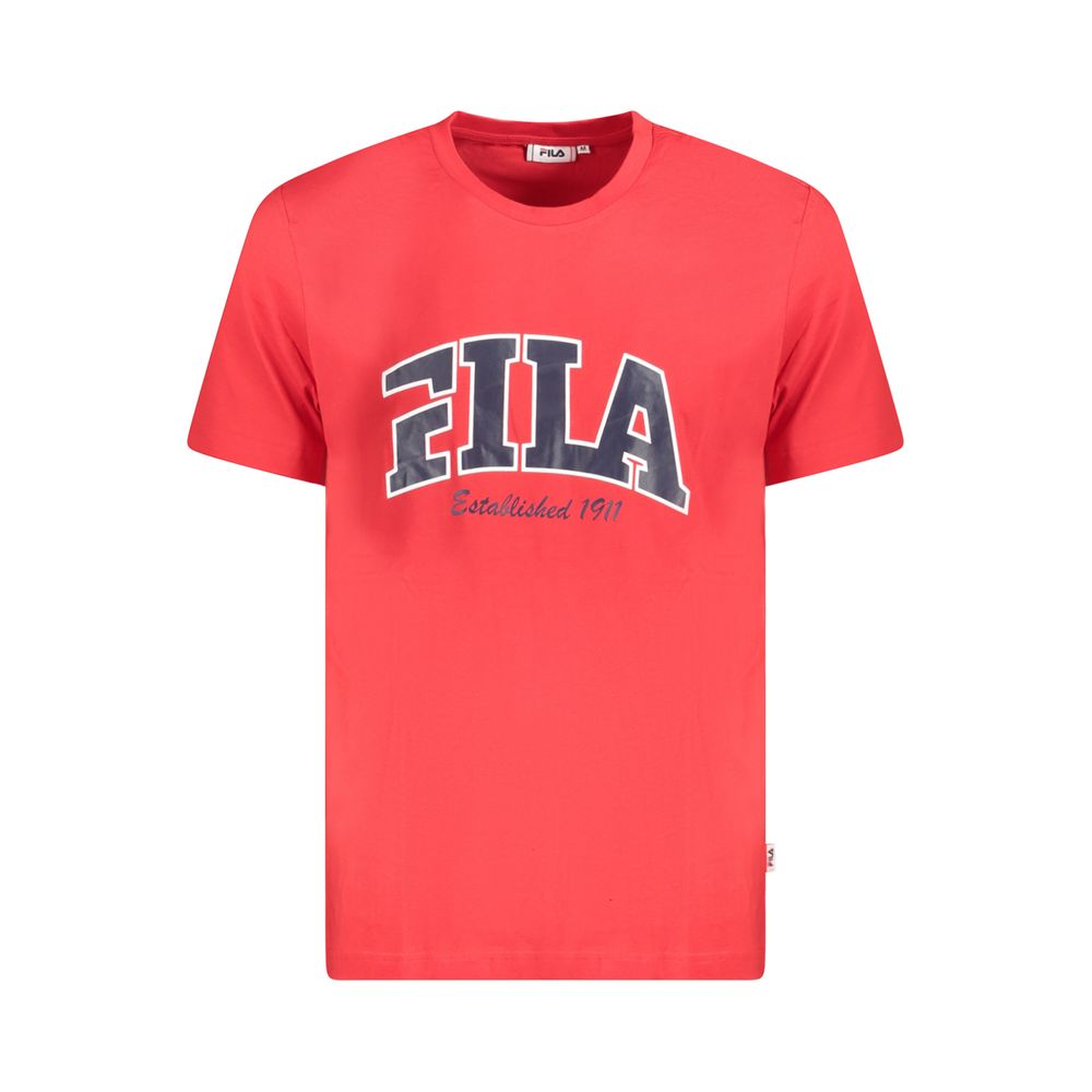 Fila Red Cotton Men T-Shirt with graphic print and logo on front