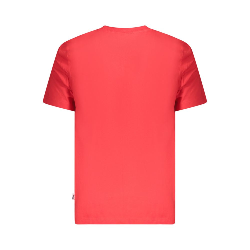 Fila Red Cotton Men T-Shirt back view showcasing vibrant red color.