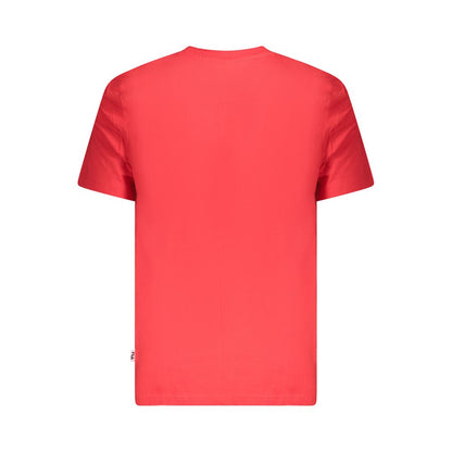 Fila Red Cotton Men T-Shirt back view showcasing vibrant red color.