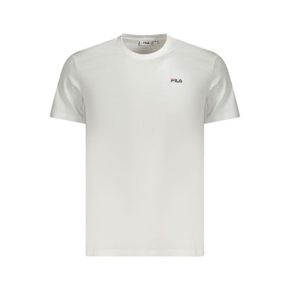 Fila White Cotton Men T-Shirt with iconic logo and short-sleeve design, crafted from 100% organic cotton for comfort and style.