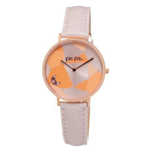 Folli Follie Beige Leather Dress Watch