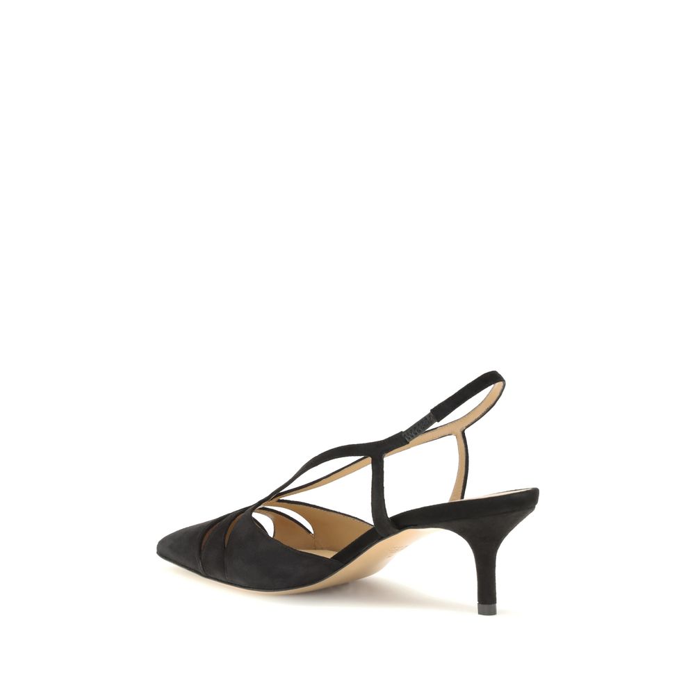 Francesco Russo Black Calf Leather Bos Taurus Mid Heel Pumps