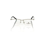 Frankie Morello Black Metallic Unisex Frame eyeglasses on display, showcasing sleek black metallic design with logo detail.