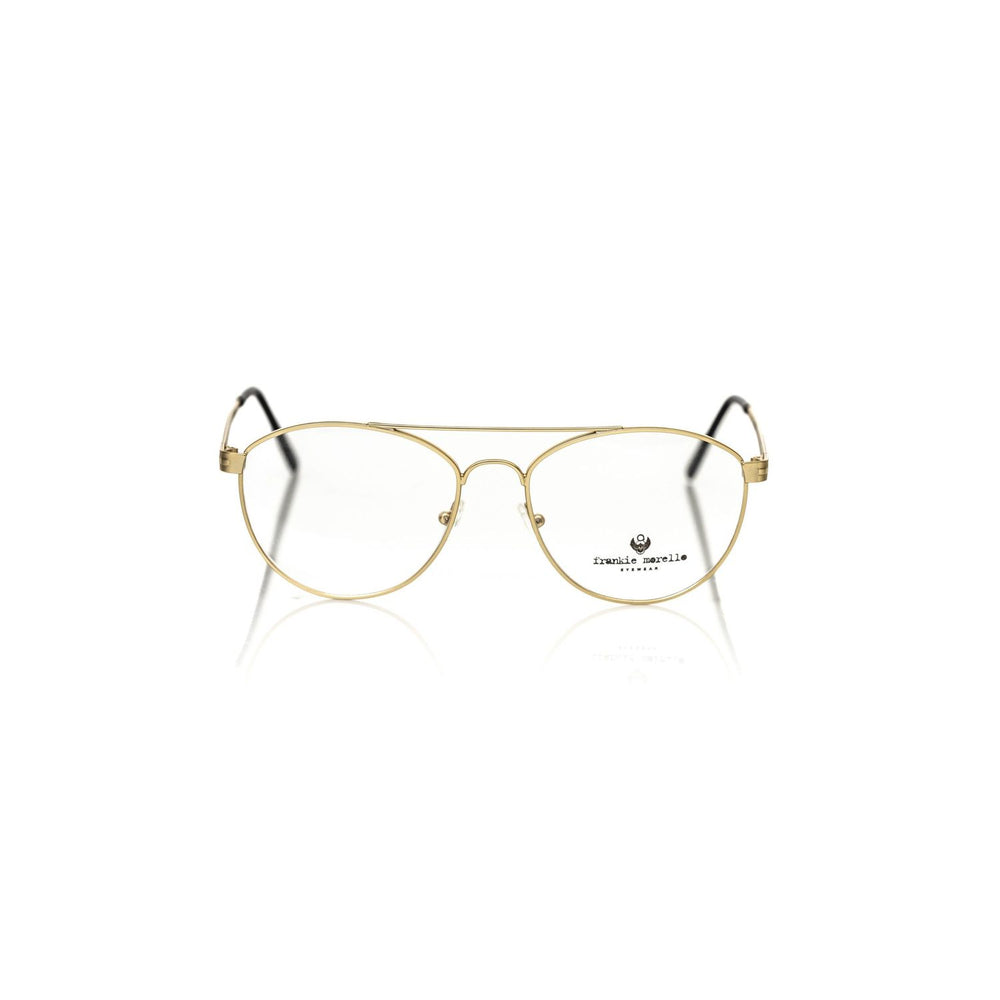 Frankie Morello Gold Metallic Unisex Frame Eyeglasses, luxury aviator design with Italian craftsmanship.