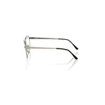 Side view of Frankie Morello Silver Metallic Unisex Frame eyeglasses with sleek metallic fiber structure.