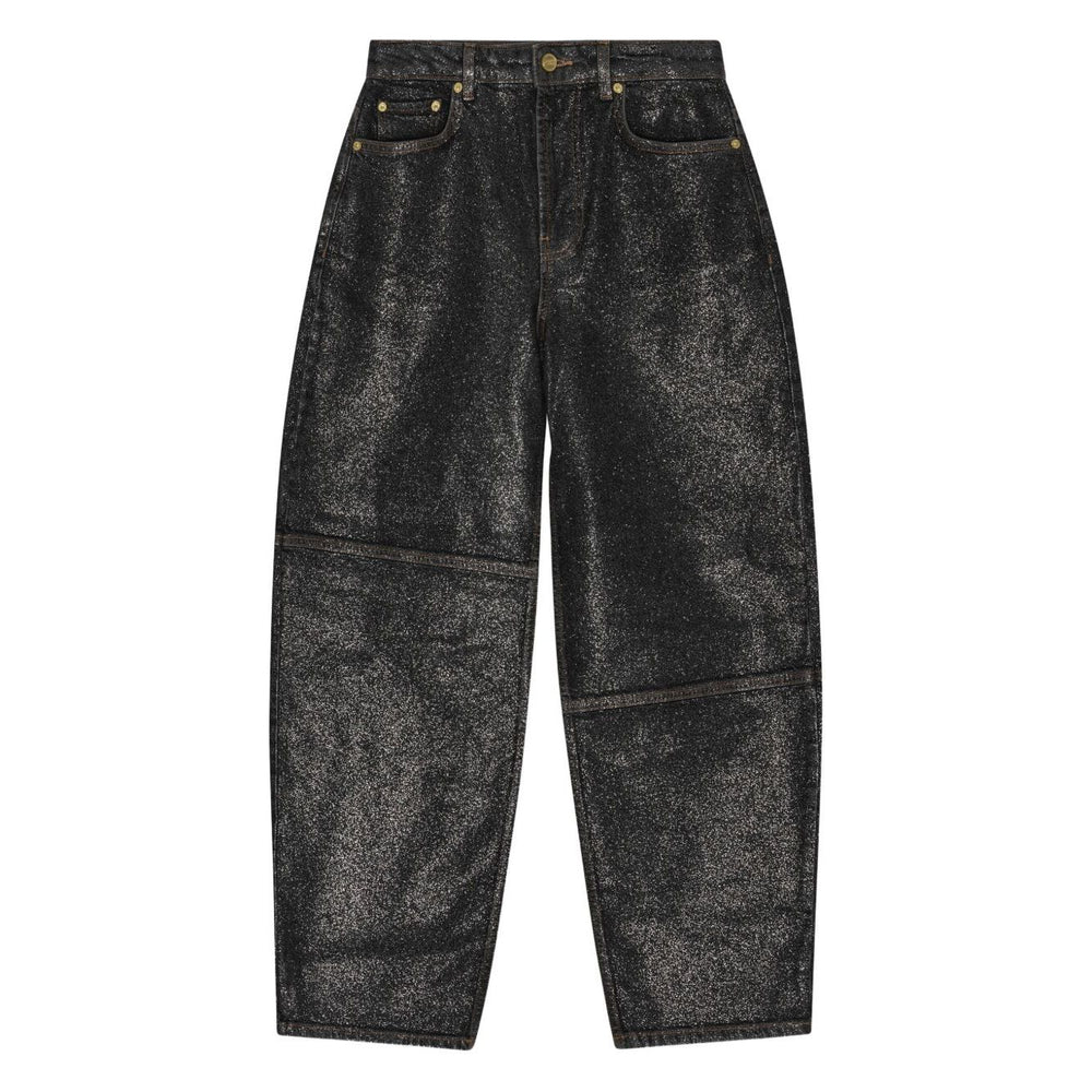 GANNI Jeans Black with five pockets and button fastening in organic cotton denim.