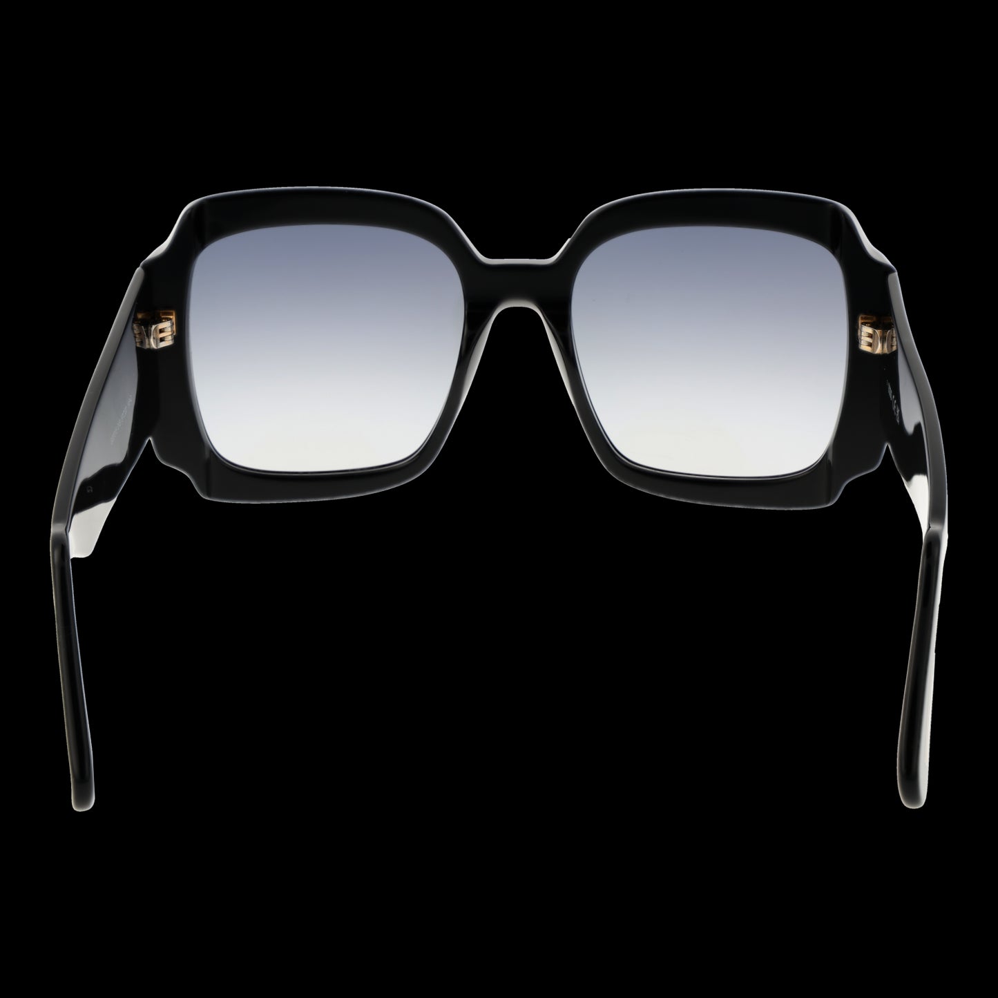 GCDS MOD. GD0015 5701B unisex sunglasses with black frame, stylish square lenses, and modern design, back view image.