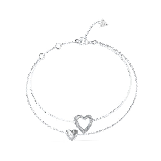 GUESS JEWELS JEWELRY Mod. JUBB05027JWRHS silver bracelet with heart charms