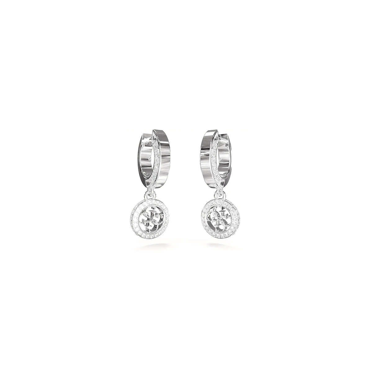 GUESS JEWELS JEWELRY Mod. JUBE04165JWRHT-U elegant silver hoop earrings with crystal detail