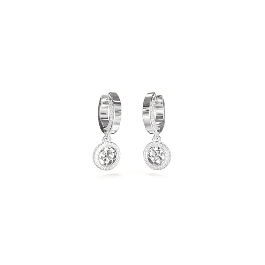 GUESS JEWELS JEWELRY Mod. JUBE04165JWRHT-U elegant silver hoop earrings with crystal detail